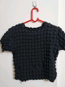 Textured Black T-Shirt