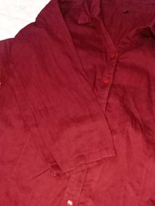 Red Cotton Shirt For Women ✨