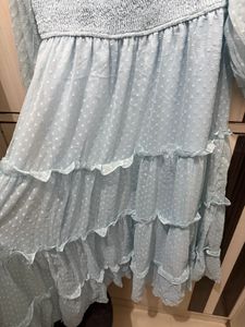 Light Blue Tiered Midi Dress