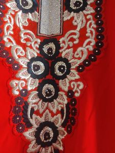 Red Kurtha With Netted Sleeves