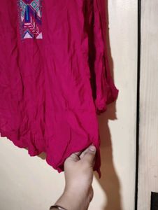 Dark Magenta/ Rose Coloured Short Kurti.