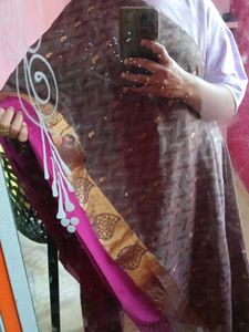 Burgady&amp;Mauve Rich Saree(Fresh Piece)