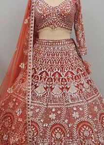 Cherry Red Embroidered Lehenga Choli Dupatt