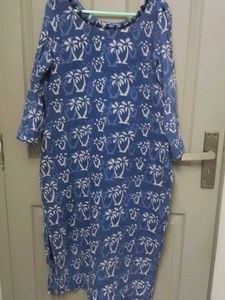 Pure Cotton Indigo Printed Kurthi