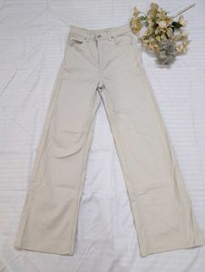 Beige Wide Leg Jeans