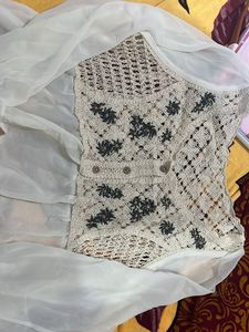 Patchwork half placket Blouse