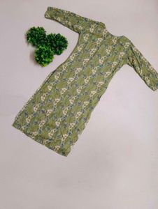 Green Floral Printed Kurti Set with Dupatta