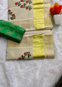 Kerala Cotton  Tissue Sarees -