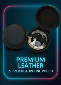 Headphone Leather Zipper Pouch