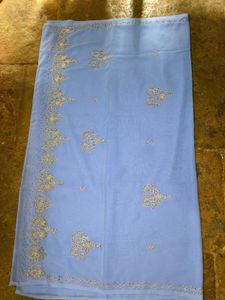 Elegant Blue Zardosi Zari Work Saree