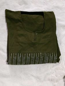 Olive Green Embellished Burqa