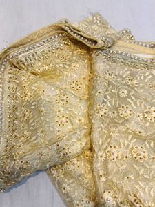 New With Tag Golden Embroidered Saree💞