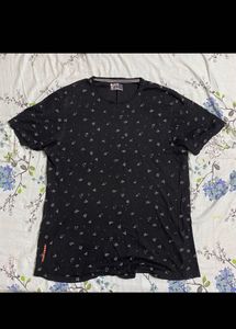 DJ&amp;C Black Geometric Print Casual T-Shirt