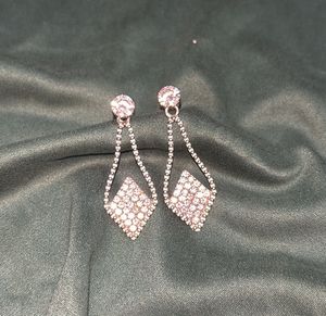 Beautiful Silver Long Earrings With Diamonds