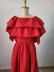 Red Off-Shoulder Maxi Dress