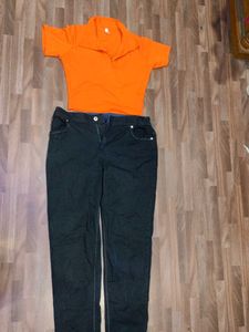 Orange Tee &amp; Jeans Set