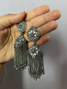 Antique Oxidised Chain Dangler Earrings