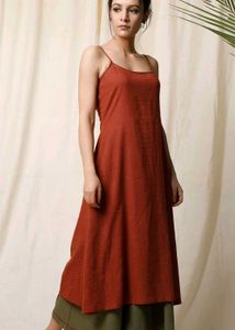 Red A-line kurti with green palazo pant Set.