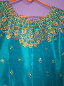 Teal Embellished Kurti Top