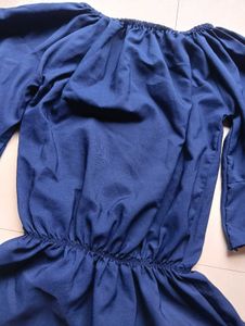 Blue Ruffle Sleeve Top