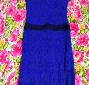 Elegant Blue Lace western Dress