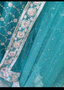 Teal Floral Sequin Fabric