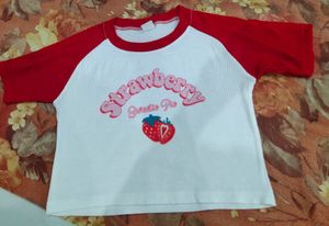 Strawberry Tee /crop top for girls