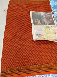 Orange Bangalore Silk Saree With Blouse