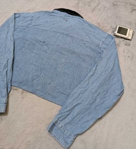 Y2K crossroads denim crop shirt