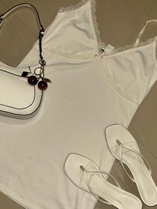 White Lace Trim Cami Dress