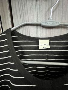 Black Striped T-Shirt with Graphic Print