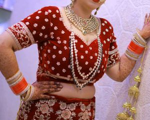 Maroon Velvet Bridal Lehenga