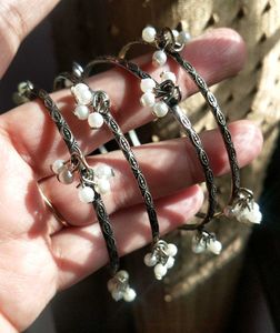 Silver Bangles with Pearls