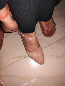Women Peach Pinkish Sandles For Party Wear