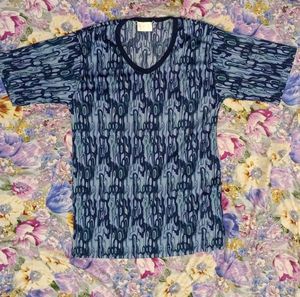 Patterned Unisex Blue T-Shirt
