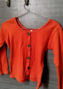 Orange Button-Down Top