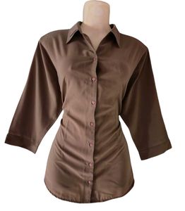 Brown Button-Down Shirt Fro For Women
