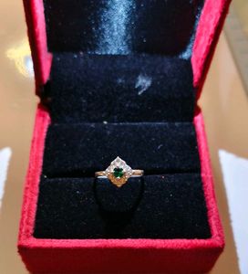 Emerald Accent Ring pure silver 💍#fixed pr