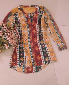 Aztec Print Lace Detail Shirt