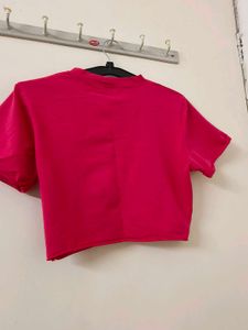 Pink Boxy Crop Top