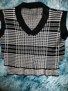 Black &amp; White Plaid Top
