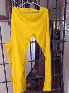Bright Yellow Leggings With Free Duppata