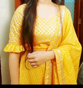 Haldi Outfit Lehanga Choli With Doria Duppatta