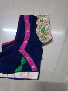 Designer Jorjet And Cross Fabric Half N Half Saree