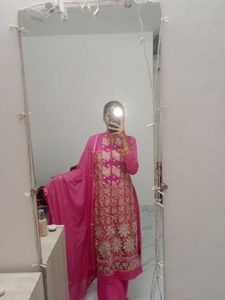 Pink Embroidered Palazzo Set