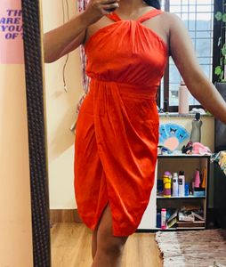 Last Chance 💥Saffron Elegance Mini Satin Dress