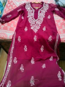 Maroon Embroidered Kurti