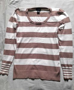 Rue21 Brown &amp; White Striped Sweater Women&#39;s Top M