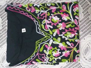 Elegant Embroidered Black Tunic Top