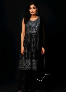 Black Embellished Garara Sharara
